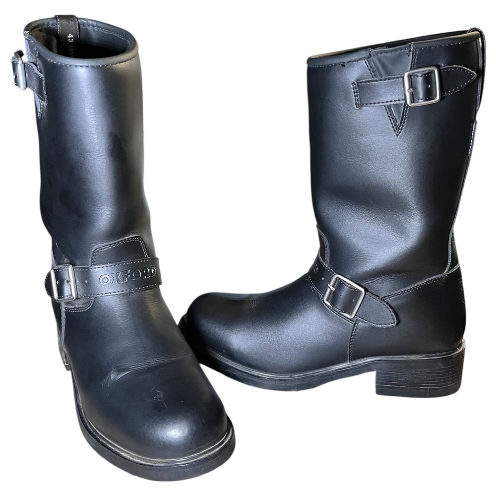 Men's‎ Oxford Cruiser Black Leather Motorcycle Boots Sz 43 US 10 *read*
